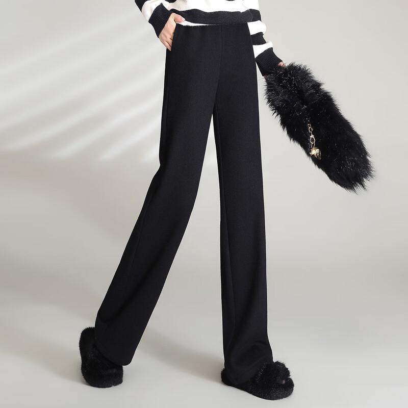 Women's High Waist Plush-Lined Straight Leg Casual Pants