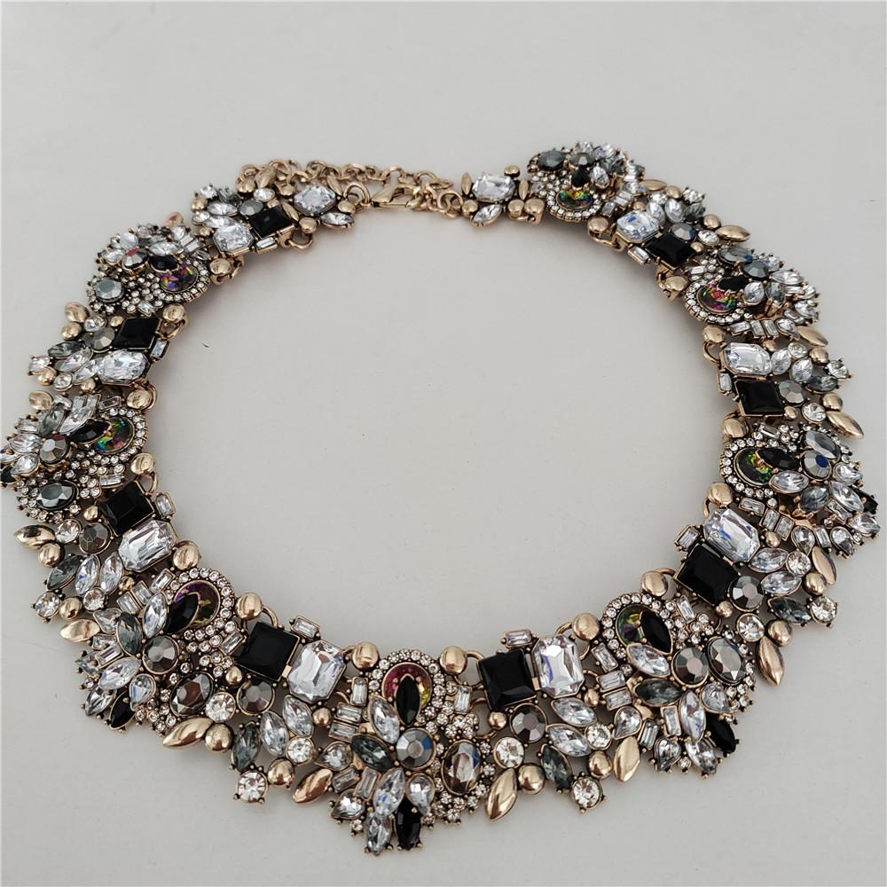 2026 New Fashion Crystal Rhinestones Large Collar Choker Necklace Earrings Women Jewelry Sets Indian Statement Wedding Necklace