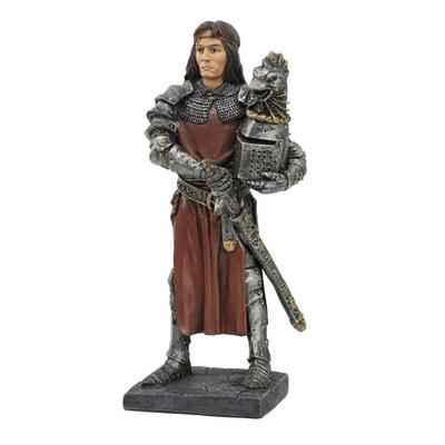 [R6675] - Reçine Figür 'Şövalye Lancelot' kahverengi gri - 18 cm