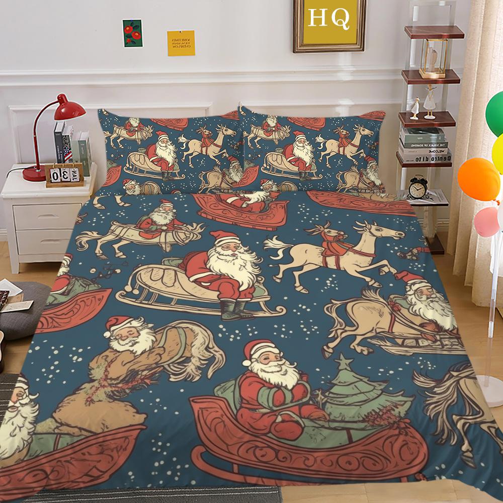 

Наволочка Санта Клаус Снежный вид 3D-печать Полиэстер Пододеяльник Набор из двух или трех предметов в наличии EU Single 135*200