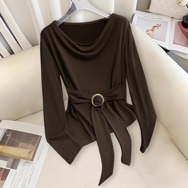 Women s Solid Drape Neck T-Shirt S