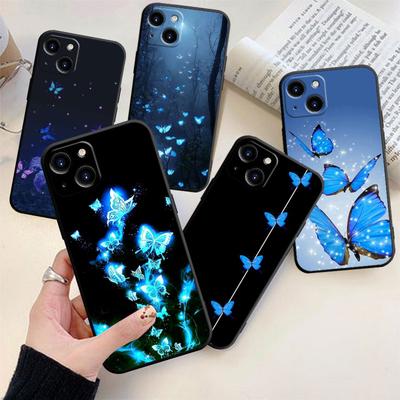 Blue Butterfly Phone Case For iPhone Samsung Galaxy Redmi Xiaomi Oppo OnePlus Note S A 7 8 9 10 11 12 13 14 20 21 22 23 53 54 Pro Max Ultra TPU Soft