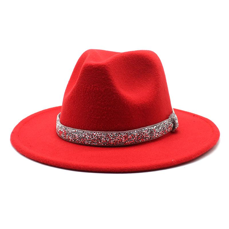 2021 Autumn Men'S And Women'S Woolen Hats, Solid Color Jazz Top Hats, Crystal Diamond Gift Hats