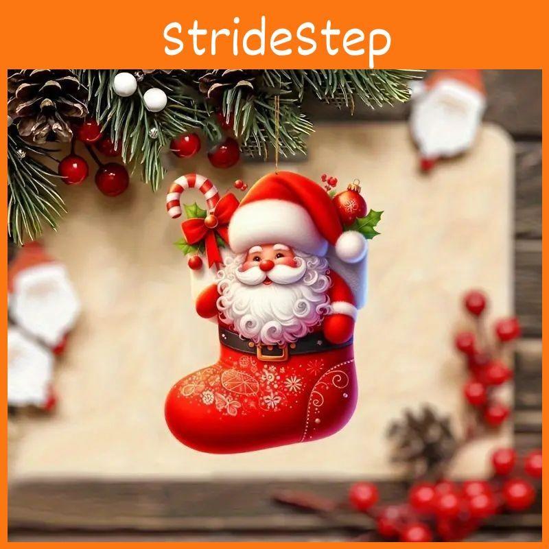 Christmas Santa Car Acrylic Pendants Cartoon Design Auto Decoration Festive
