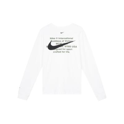 Swoosh Lässiges Sport-Rundhals-Langarm-T-Shirt Herren Oberteile Weiß DB6156-100