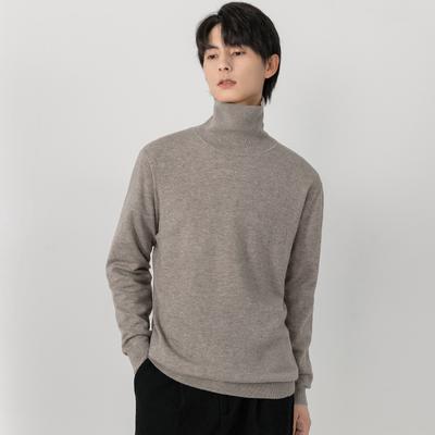 Autumn and Winter Men's Turtleneck Bottom Sweater Solid Color 100% Wool Sweater Thickened Warm Knitted Thread