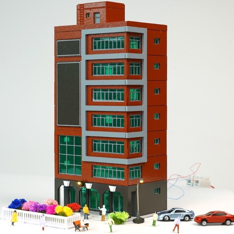 1/150 Scale Building Dioramas Model Outdoor City Railway Layout Street Building Model Gift Outland Scene for Sand Table