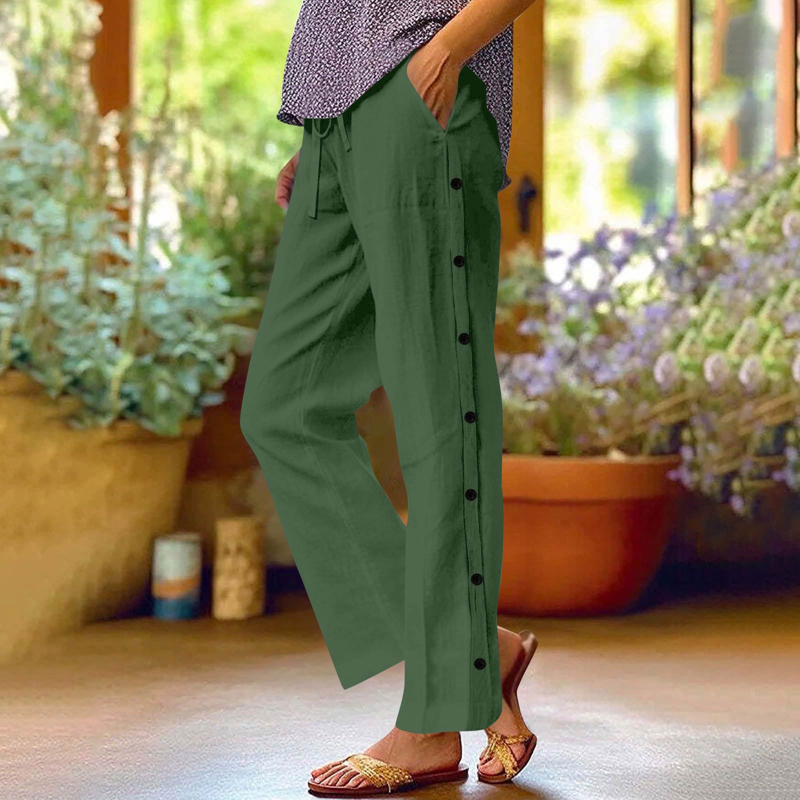 

Women s Casual And Fashionable Color Loose Pants With Pocketes XL