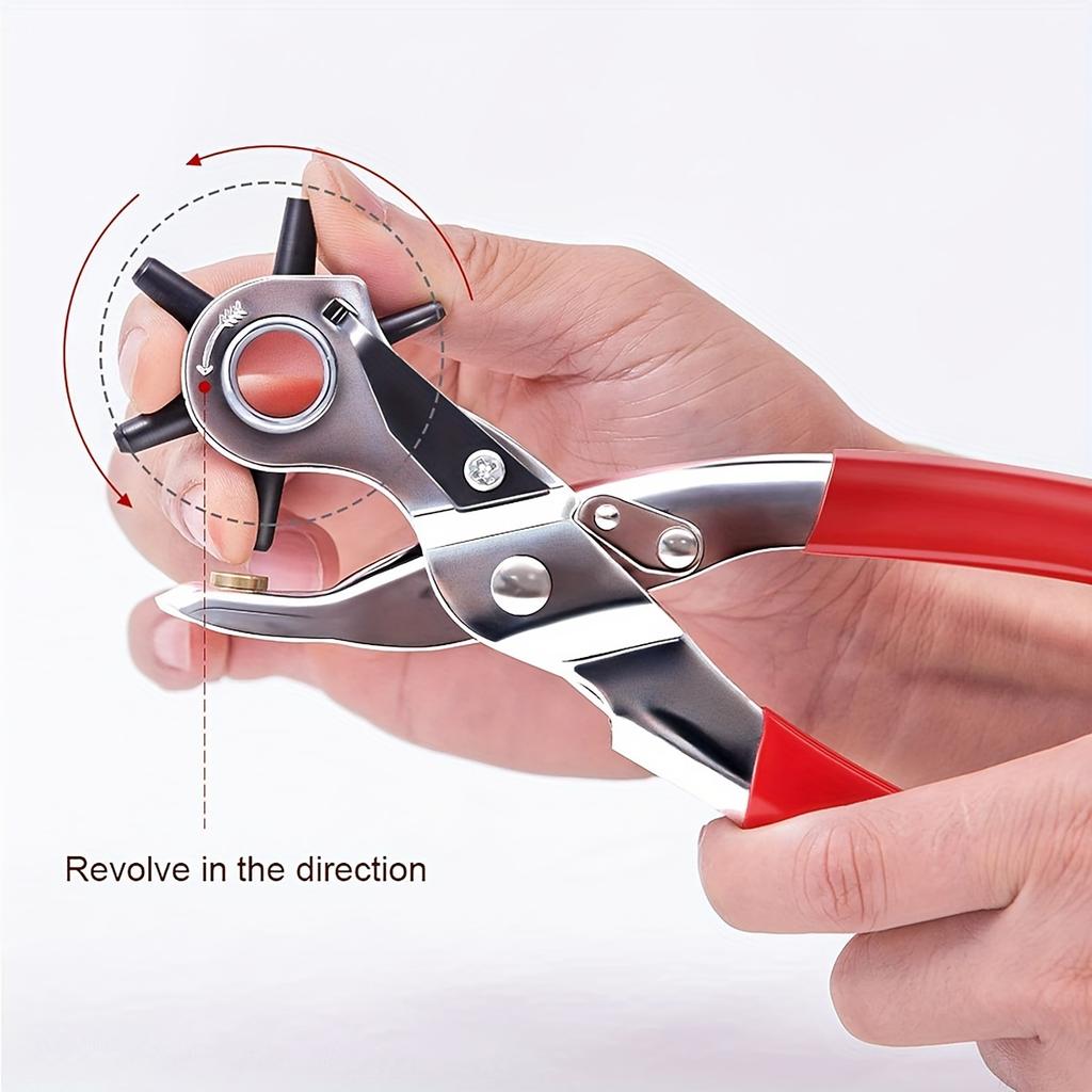 Leather Belt Hole Punch Plier Hole Eyelet Puncher Revolve Sewing Machine Bag Setter Tool Watchband Strap Household Leathercraft