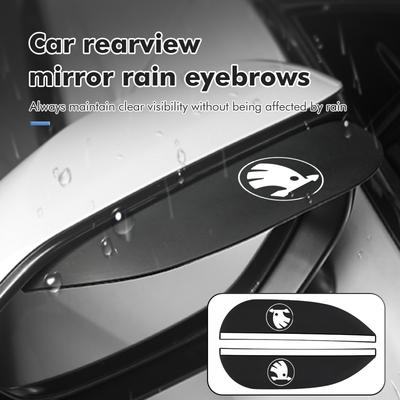 For Skoda Car Sun Visor Rearview Mirror Rain Eyebrow Shield Stickers Octavia A5 A4 Mk1 2 Fabia Superb Rapid Mk3 Yeti 2006