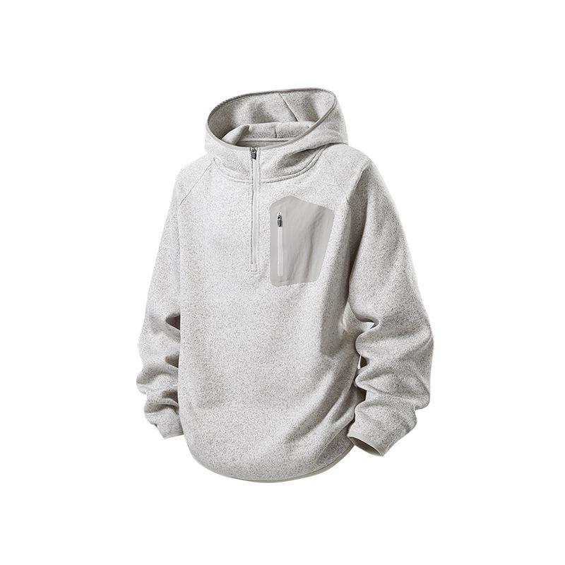 Men's Winter Sporty Loose-Fit Half-Zip Hoodie - American Mountain Style