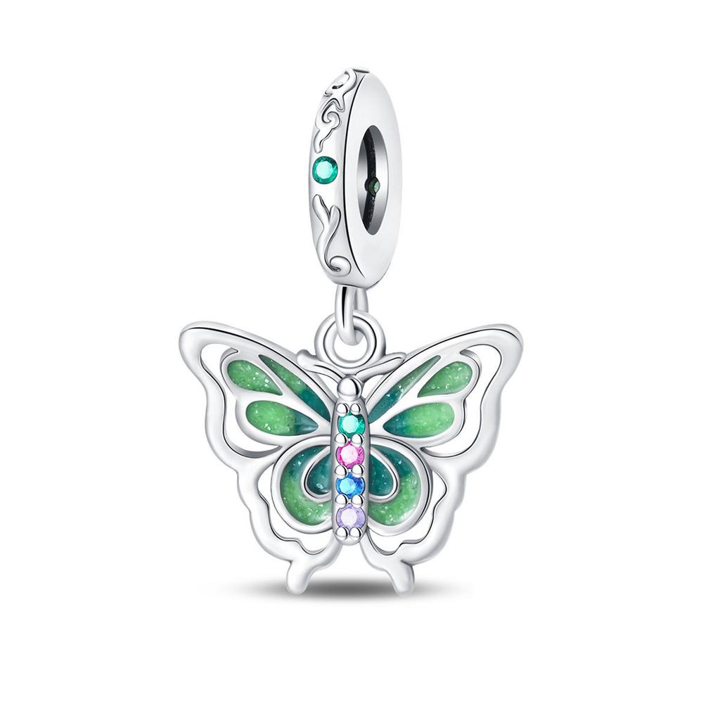 S925 Silver Glow In The Dark Beaded Butterfly Firefly Deer Pendant 925 Silver Bracelet DIY Jewelry Making Kit Accessories Set