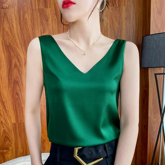 Dames Zomer Satijnen Zijden Camisole: Mouwloze Top, Basislaag van IJszijde, Veelzijdig Ondergoed of Bovenkleding