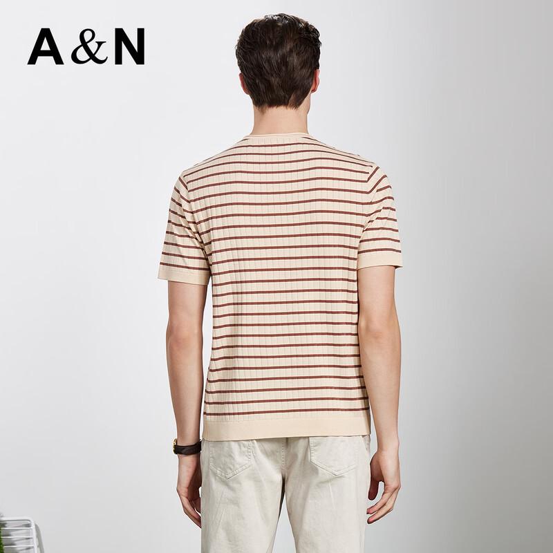 Men's Mulberry Silk & Lyocell Striped T-Shirt