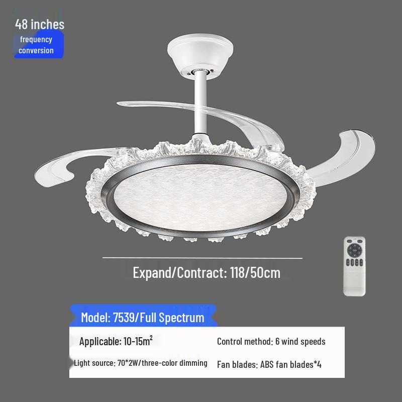 High-End Full Spectrum Ceiling Fan Light with Invisible Blades and All-Copper Motor for Restaurants and Homes