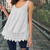 Women Vest Sleeveless Round Neck Lace Hem Solid Color Plus Size