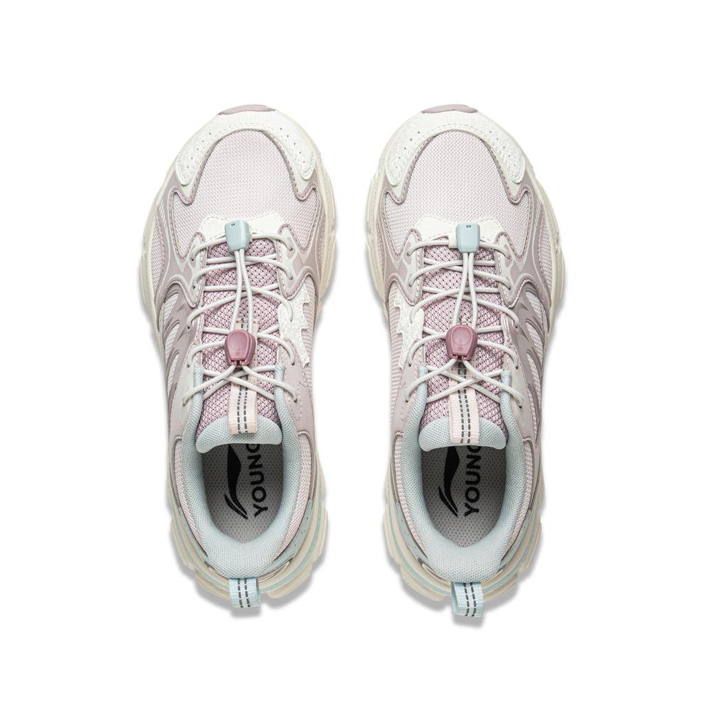 Li Ning Comfortable Versatile Kids Casual Shoes Kids Casual Shoes Peach-Pink Lotus-Pink-Purple YKCV032-4