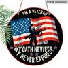 2D Flat 1pc, 8x8 in, I Am A Veteran Themed Circular Aluminum Metal Sign, with Signage for Walls, Rooms, Gardens, Courtyards, Bedrooms, Offices, Home