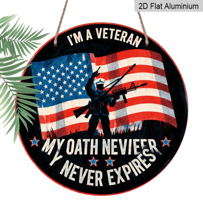 2D Flat 1pc, 8x8 in, I Am A Veteran Themed Circular Aluminum Metal Sign, with Signage for Walls, Rooms, Gardens, Courtyards, Bedrooms, Offices, Home