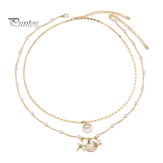 

Женское ожерелье с двумя слоями, подвеска в виде морской звезды, искусственный жемчуг, регулируемая длина, ожерелье на ключицу в морском стиле для выпускного бала, косплея, украшения для шеи золотистый