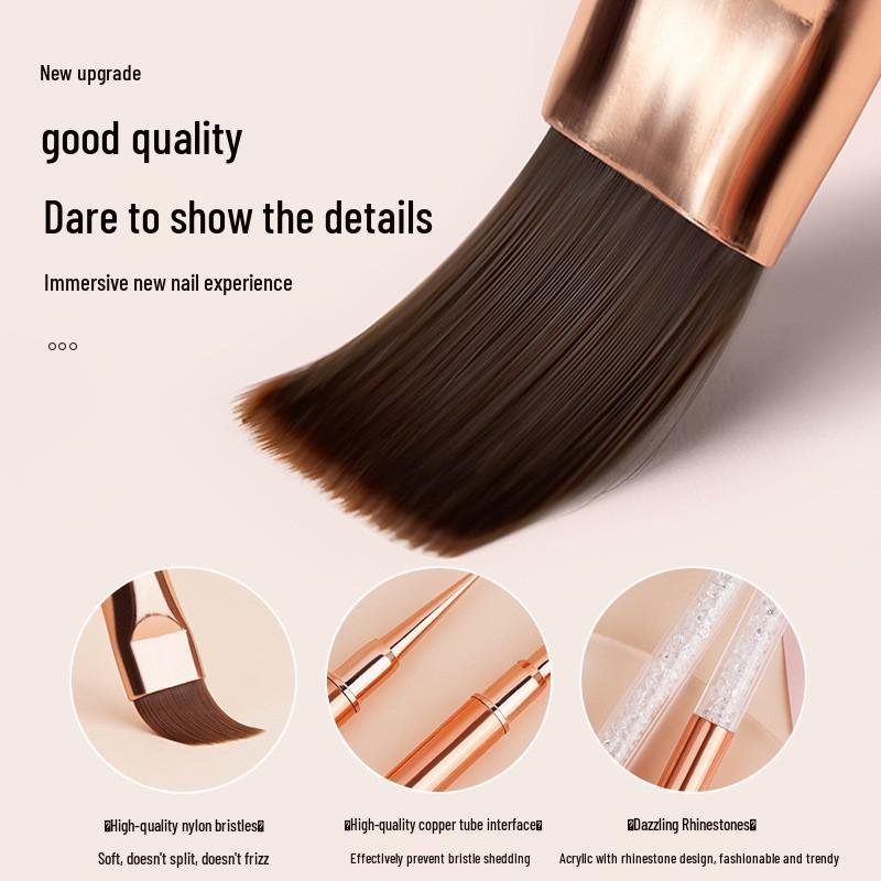 Top-Selling White Handle Rose Gold Ferrule Nail Art Brush with Daisy Phototherapy Carving Tip