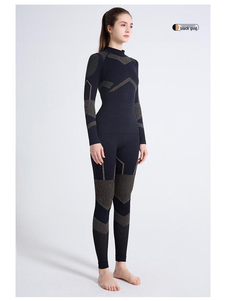 Conjunto de Ropa Interior Térmica de Compresión de Secado Rápido para Mujer para Esquí y Montañismo - Cálido, Absorbe el Sudor, Transpirable, Ajuste Ceñido