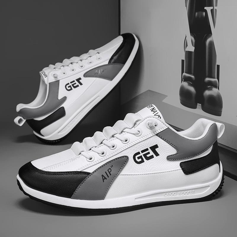 

Мужские летние кожаные слипоны 2025: Дышащие, Повседневные, Универсальные Спортивные Кеды для Скейтборда 44 белый