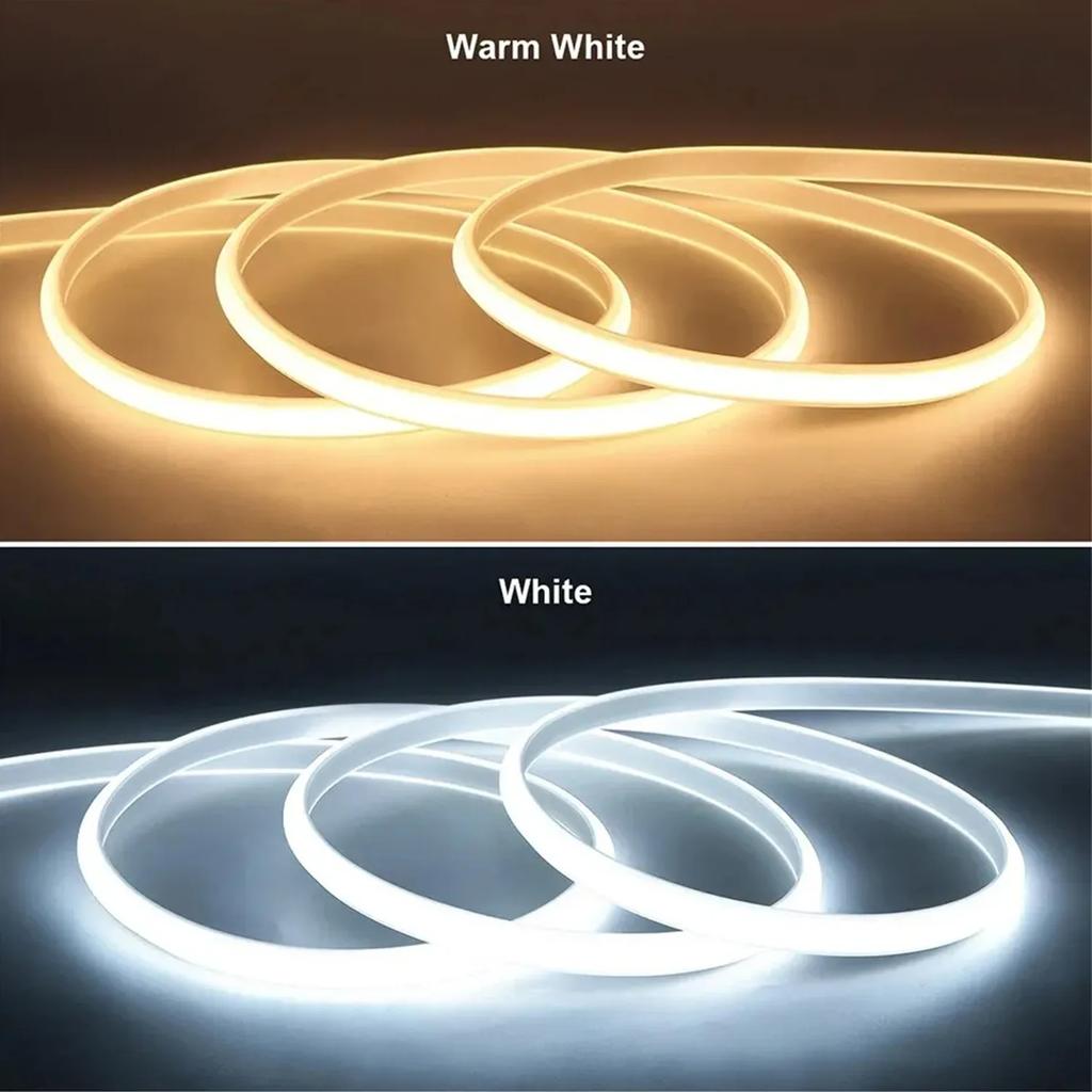 Super Bright 220V COB LED Strip Light with Switch EU Plug Waterproof Flexible Neon Tape Ribbon for Kitchen Bedroom Cabinet Room Home Decoration
