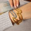 Color-block open bangle, non-fading jewelry, light luxury high-end gold titanium steel bracelet
