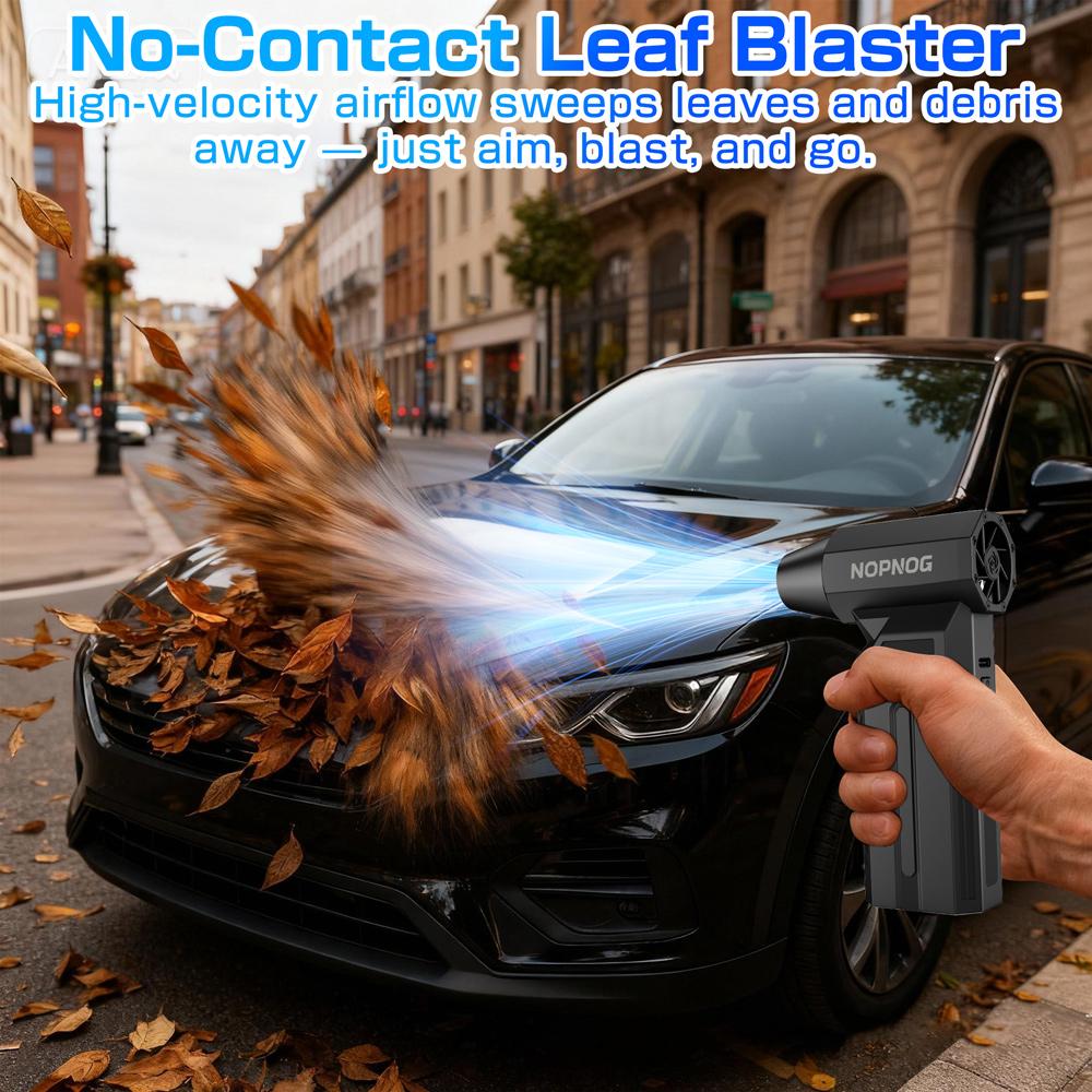 Wireless 140000RPM LED Light with Multiple Outlet Nozzles 4-speed Adjustable Car Snow Removal, Portable Strong Blowing Electric Turbojet Fan