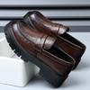 Paris Platform Derby Shoes Men's Sense of High-end Increased Casual Leather Shoes British Commuter Breathable Dress Big Head Loafers