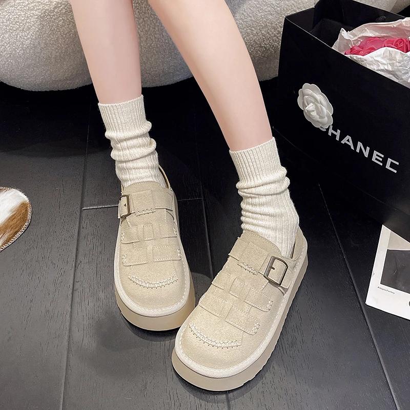 Fashion New Women Casual Shoes Spring Autumn Thick Bottom Female Braided Style Shoes Fashionable Versatile Ladies Chunky Shoes Hook Loop