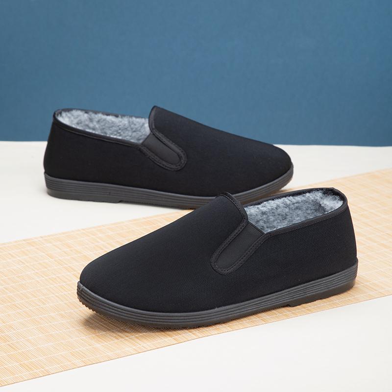 Taiheyuan Old Beijing Cloth Shoes with Winter Plush Thickened Anti slip Soft Bottom Comfortable and Warm One Step Stepping Cloth Shoes