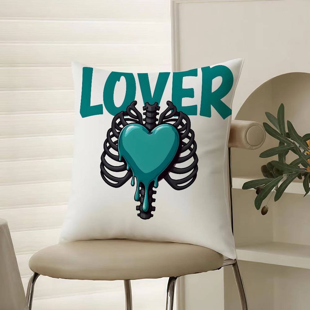 

Retro American Style Letter Printing Pillow Case Comfort Sofa Bed Silky elegant Invisible zipper Decorative cushion cover 12x12Inch