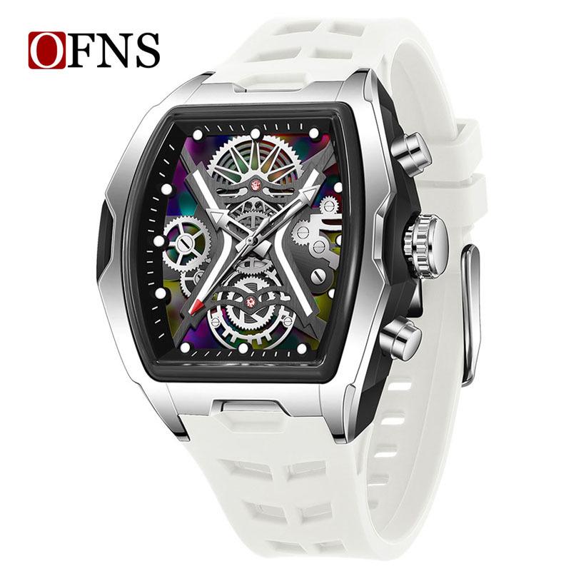 

European Sports Barrel Fashion Watch: Curved Mirror, Laser Design, 50M Waterproof, Luminous Men s Business Watch