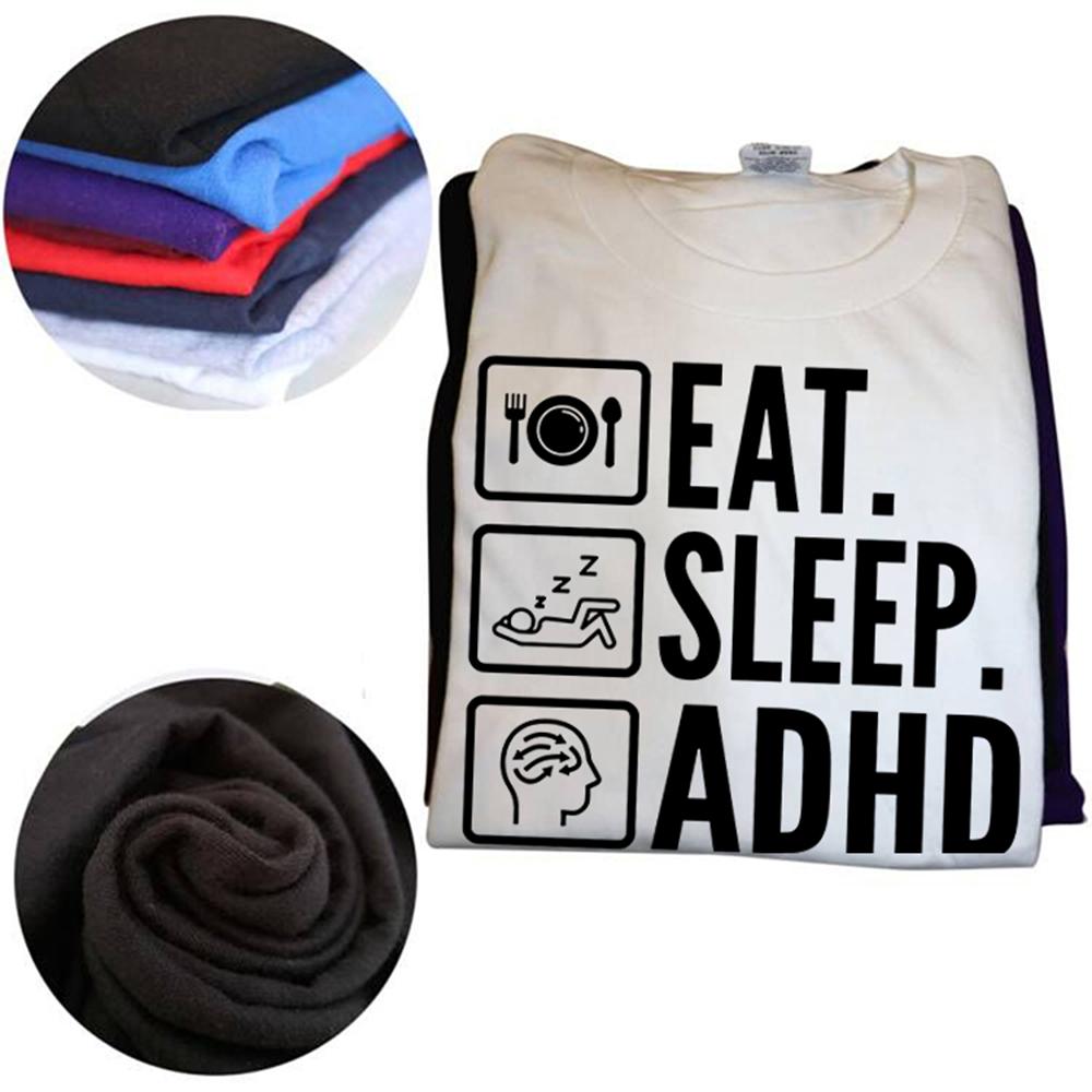 Funny Eat Sleep Adhd Repeat T-Shirt Summer Men Women Clothing Fashion T Shirts Cotton Short Sleeve Oversized T-shirt Tops