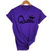 Queen Couples Women T Shirt Crown Printing Couple Clothes Summer Clothing Casual Round Neck Tops