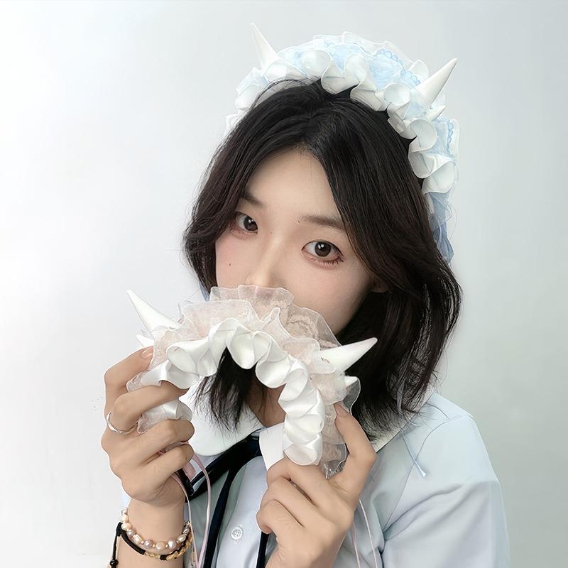 Subculture gothic devil horn headgear yk lolita dragon horn hair accessories sick and delicate dragon horn headband