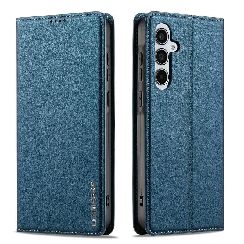 

Магнітний шкіряний чохол-книжка для Samsung Galaxy S25 Edge S24 FE S23 Plus S22 S21 Ultra A16 A36 A56 A15 A55 Гаманець Обкладинка для карток Galaxy A56 синій