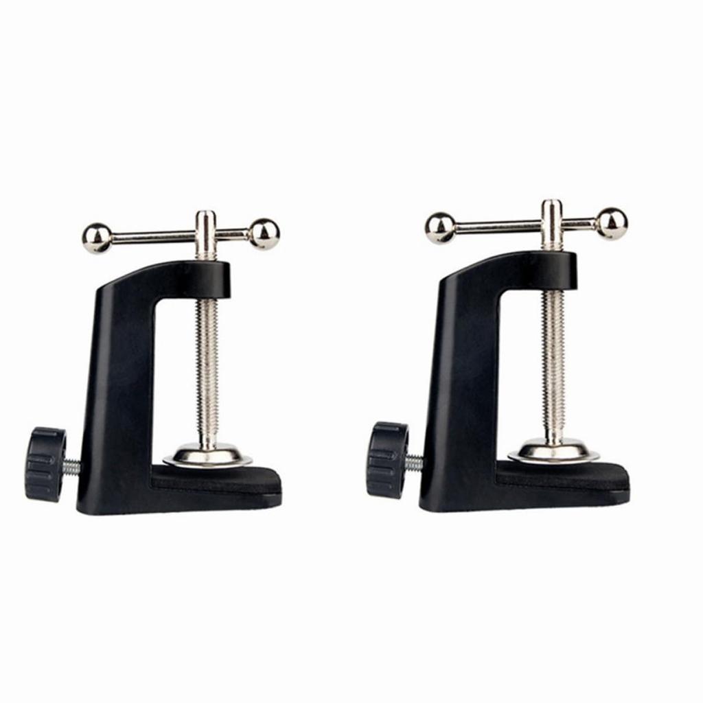 Abaodam 2-Piece Aluminum Alloy Microphone Clamp Holder Base Non-slip Desk Clamp Black
