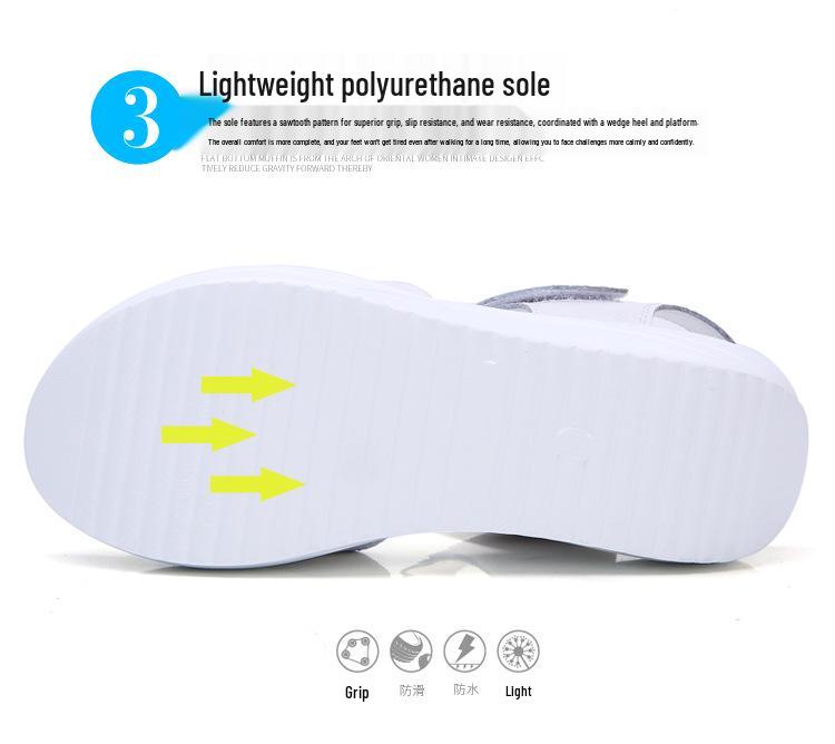 2025 Summer Women's Genuine Leather Platform Sandals - Fashionable Thick Sole Casual Shoes for Students
