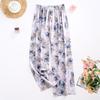 Women's Floral Print Wide Leg Pants, Elastic Waist Loungewear Trousers (One Size)
