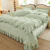 Luxurious Quilted Milk Velvet Bedspread Set: Winter-Ready Fleece Duvet Cover and Bed Sheet 4-Piece Set