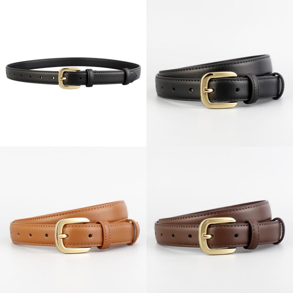 Leather Belt For Women With Alloy Buckle And Twolayer For Casual And Office Wear