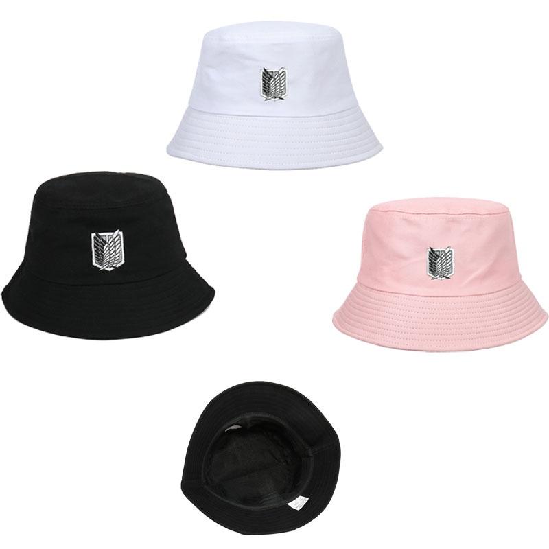 Stylish Attack On Titan Flat Top Basin Hat For Beach And Outdoor Activities, Sun-proof Wide Brim Bucket Hat