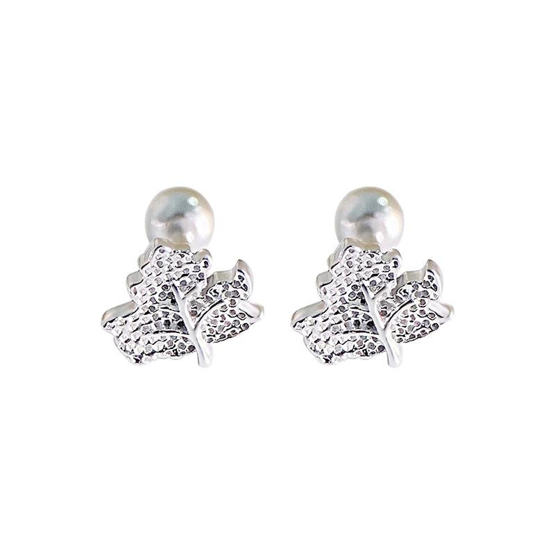 

Серьги-винты в виде кленового листа в лесном стиле, изысканные маленькие серьги-антипадения в свежем пасторальном стиле