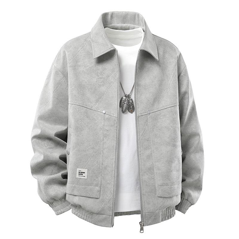 

Men s Plus Size Retro Suede Velvet Jacket - Oversized Maillard Coat Spring 2025 3XL сірий колір/небо