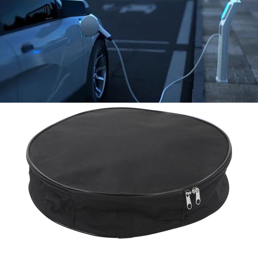 EV Cable Bag Round 14.6in Diameter Waterproof Flame Retardant Jumper Cable Storage Bag for RV Sewer Pipe Extension Cables