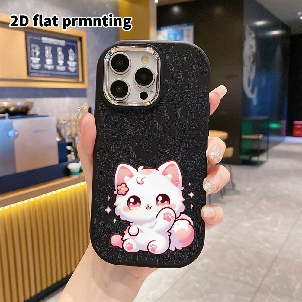 Phone Case: 2D Flat Design Suitable for iPhone 18 17 16 15 14 13 Pro Protective Case, Couple Style, Cute Kitten, Christmas and Halloween Gift