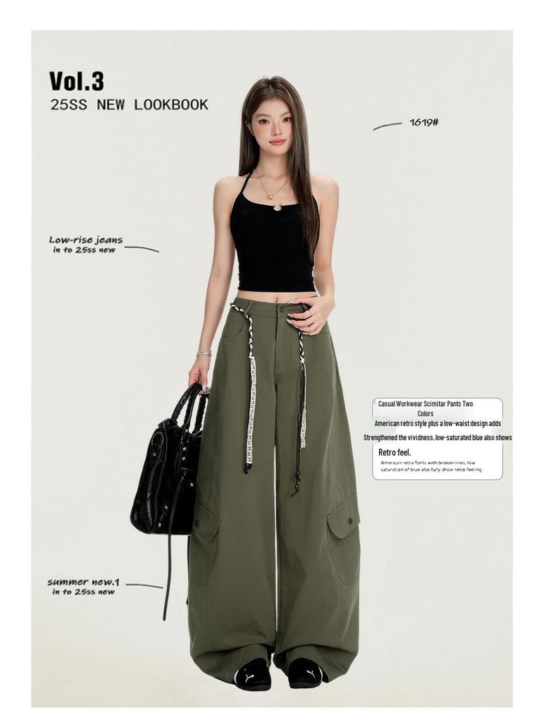 Damen High-Waist Vintage Weitbeinige Hosen - Lockere Passform, Lässiger Herbststil